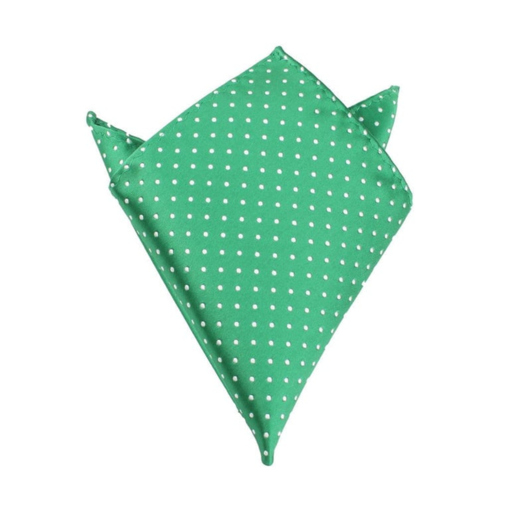 Green sateen pocket square for men's formal wear