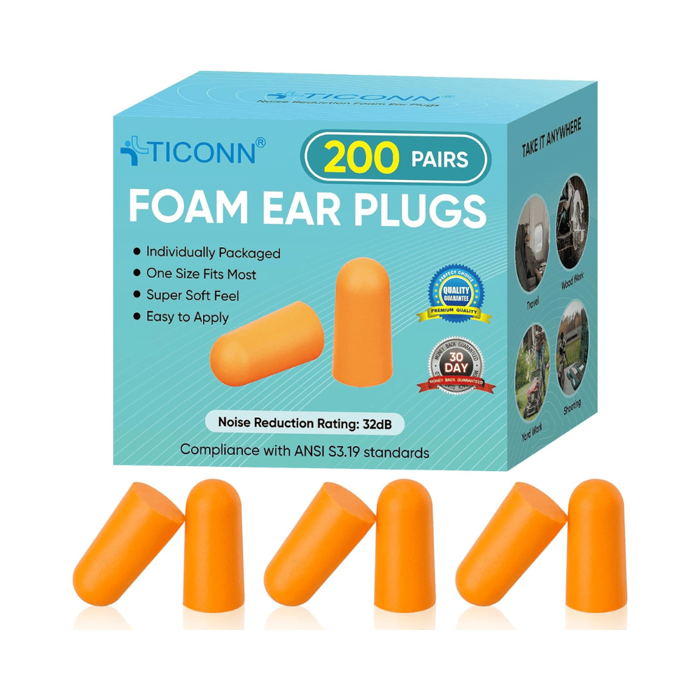 200individually packaged foam ear plugs for hotel guests, soft and disposable with high noise reduction.