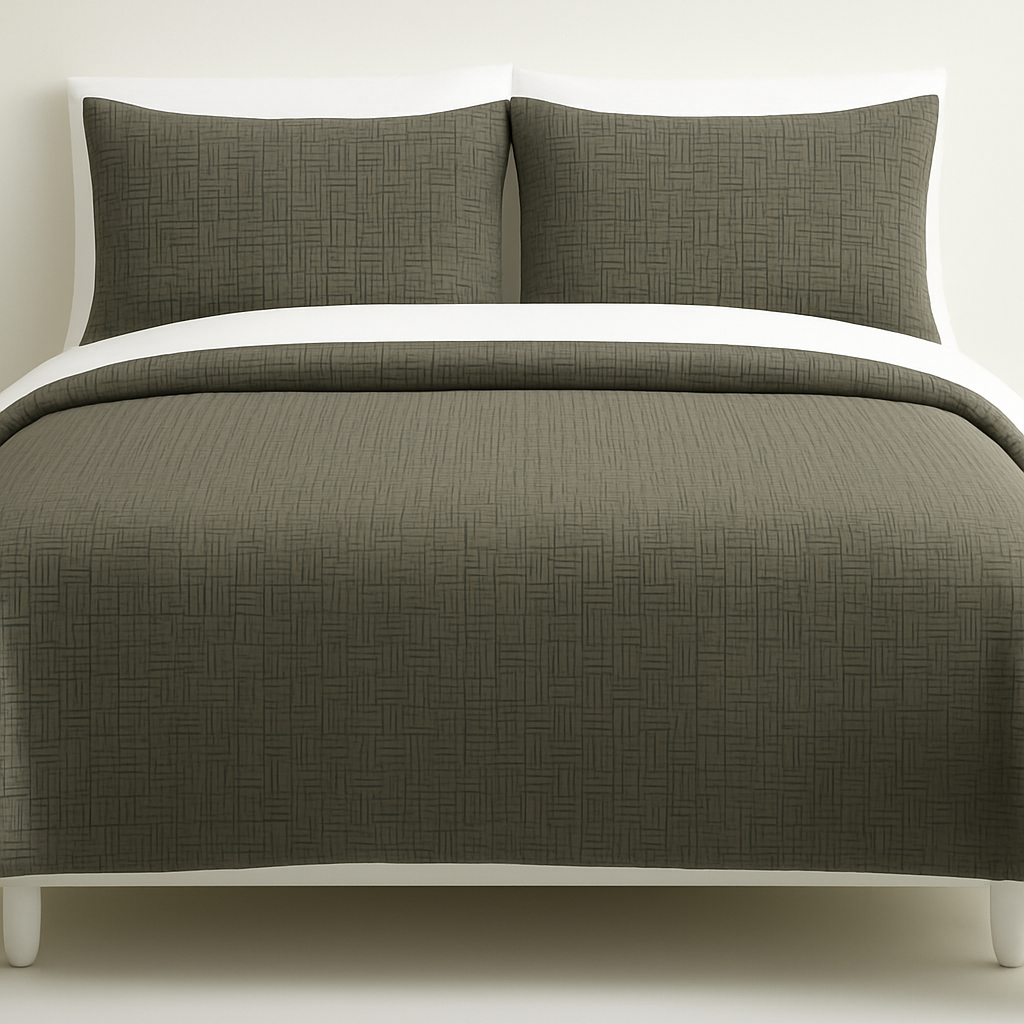 Luxury Grey Duvet Cover – 3D Weave Texture with Zipper Closure