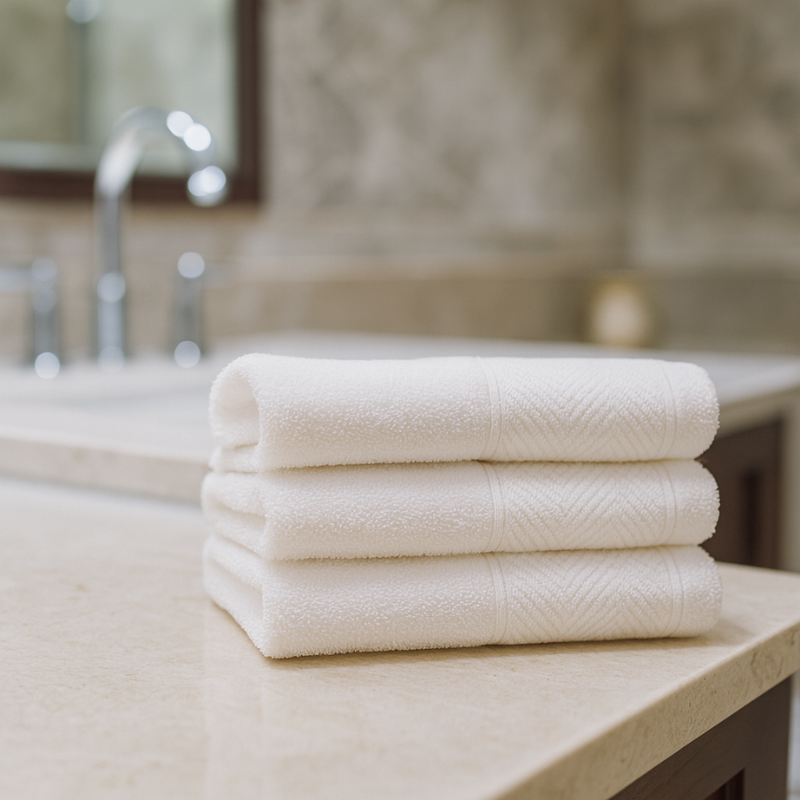 Premium 100% Turkish cotton hand towel, plush and absorbent with lasting softness, ideal for upscale hospitality and home use.