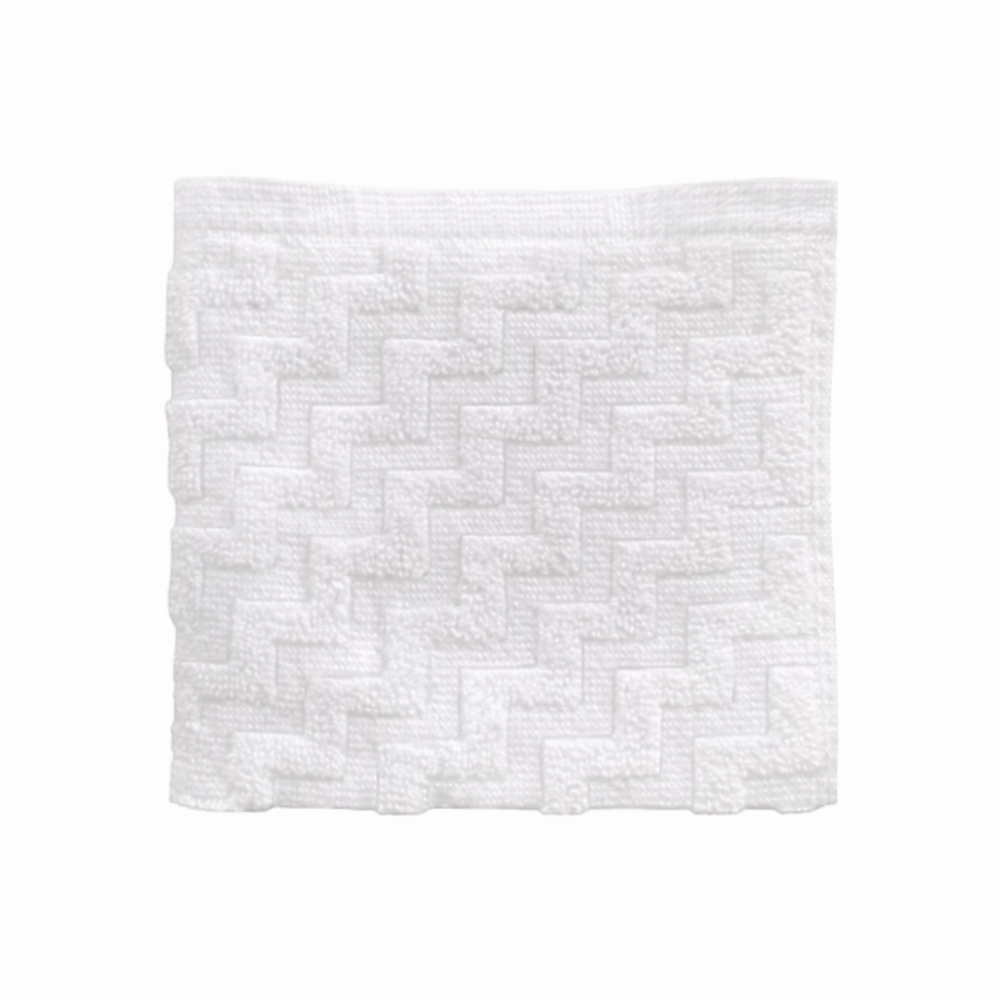 Lightweight washcloth displayed flat, highlighting a smooth surface and durable, easy-care design