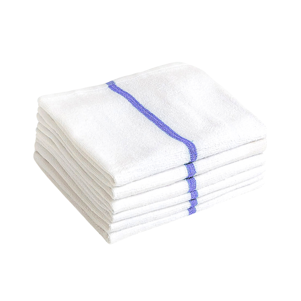 White kitchen hand towels - Blue Stitch