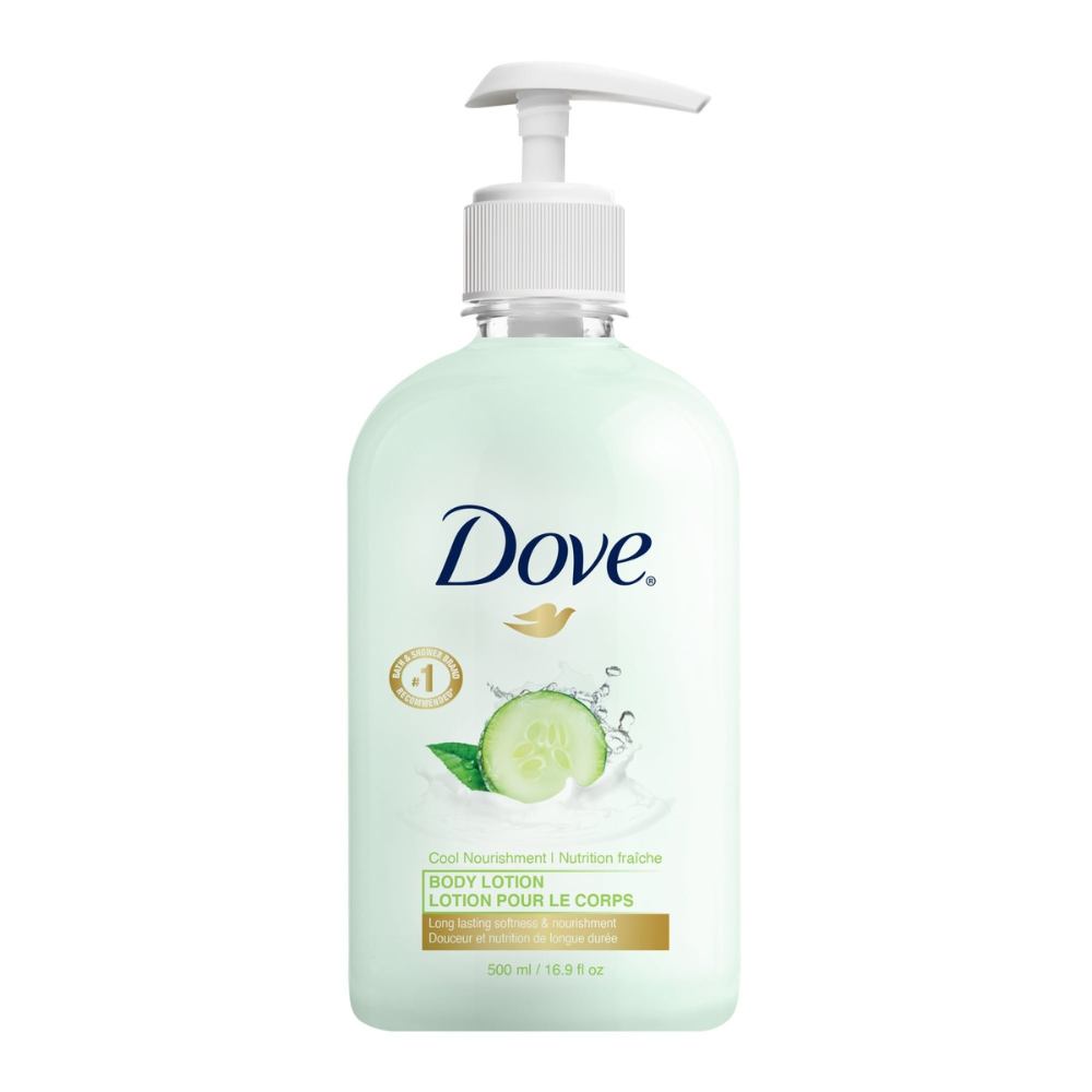 Dove cucumber body lotion bottle for home or guest use