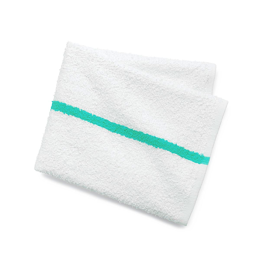 Bulk cotton kitchen hand towels - Green Stitch (Close up)