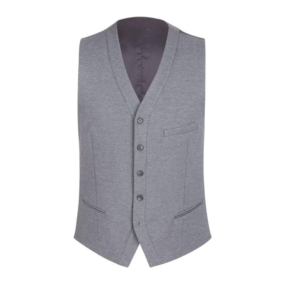 Grey V-Neck Vest for men's formal wear