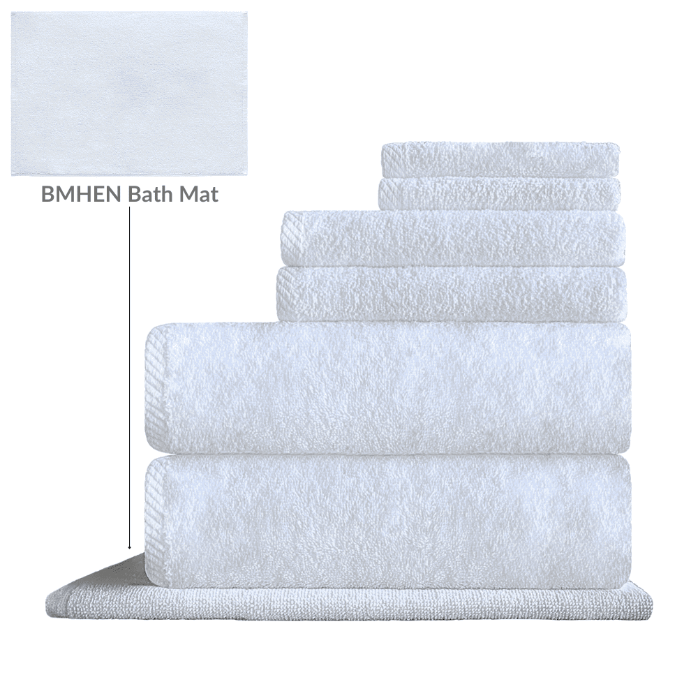 White cotton towels with border for commercial use 7 Pc towel set
