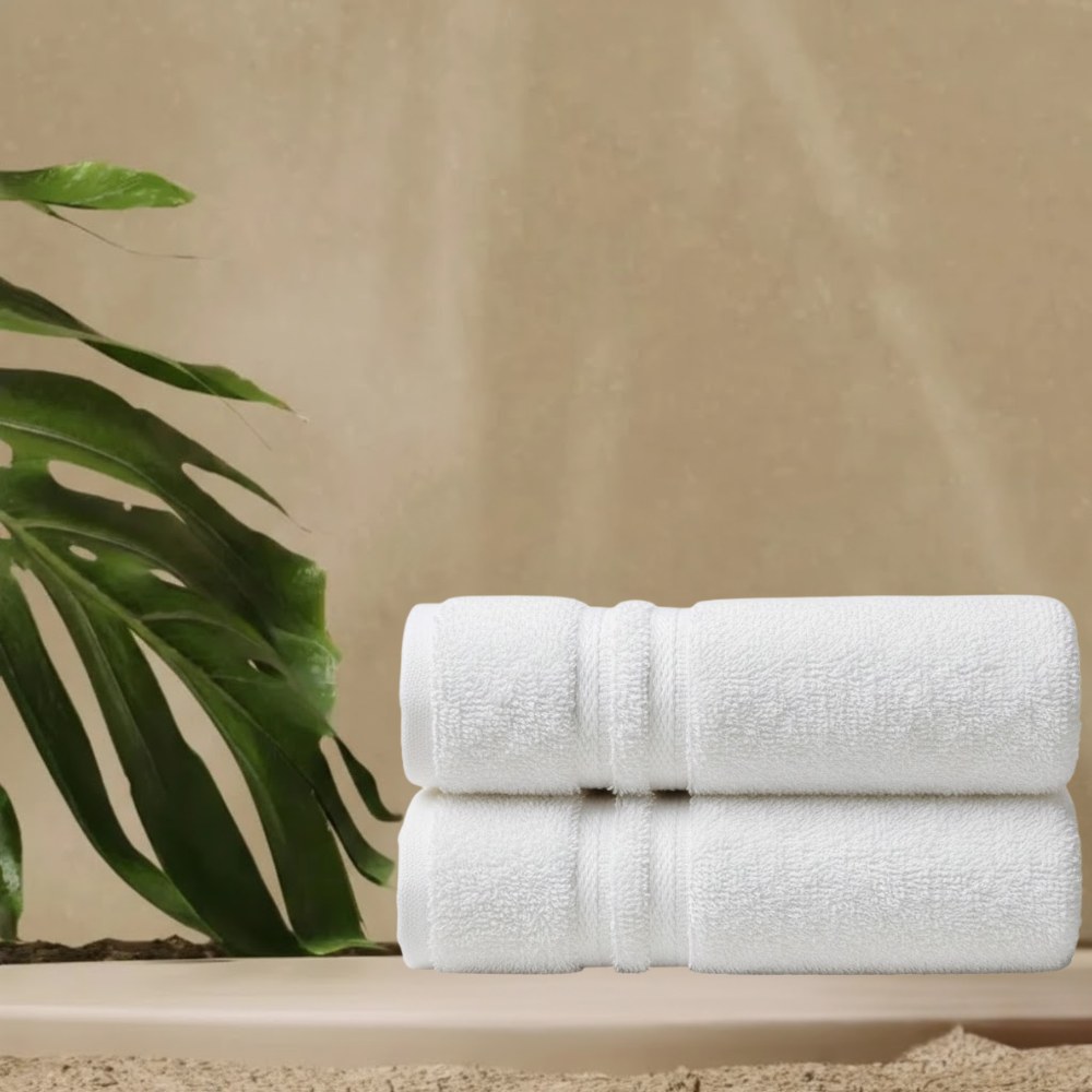 Close-up of bath towel fabric highlighting a diamond pattern weave and a smooth, spa-like finish