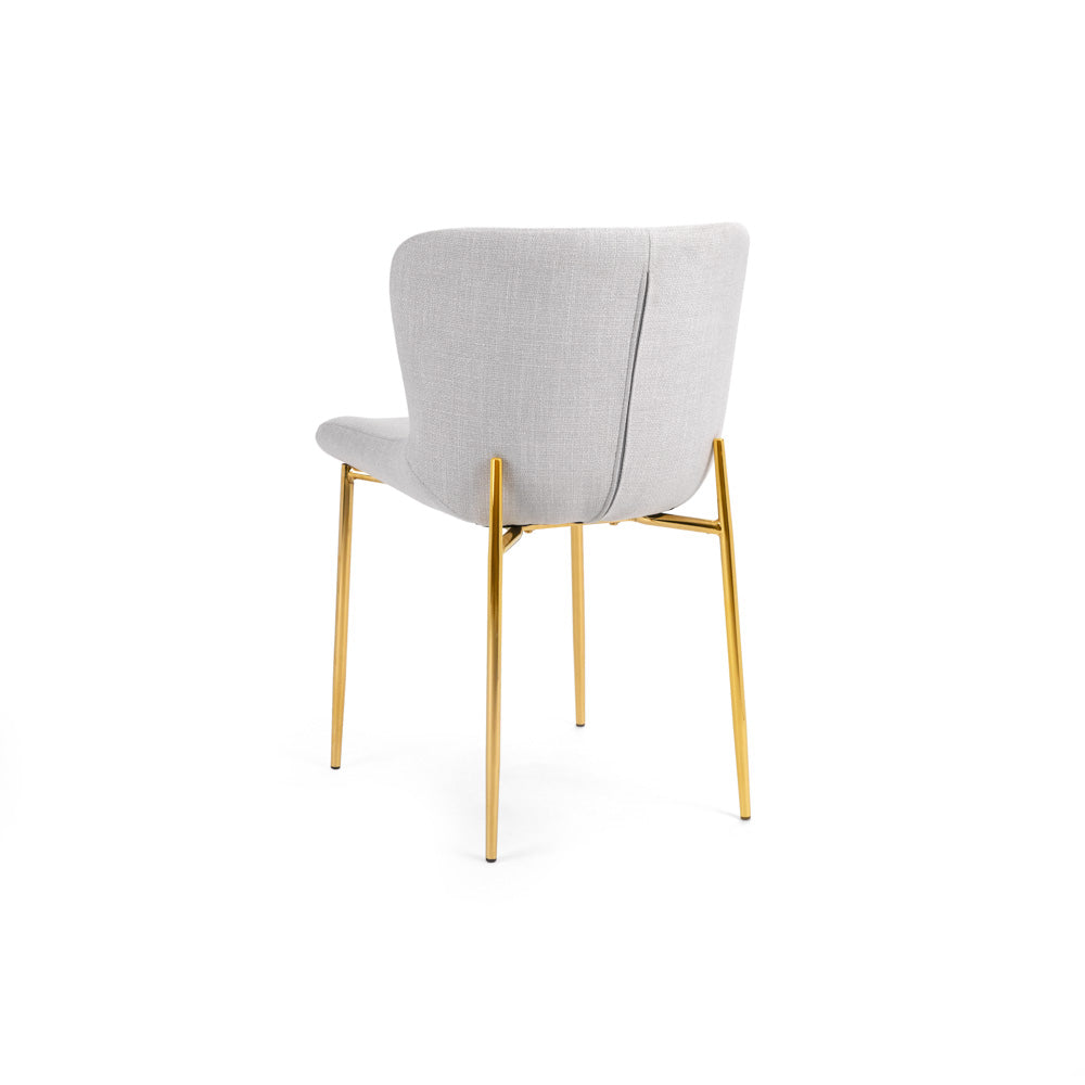 Malta Dining Chair Light Grey Linen with Gold Legs 25.2 x 19.3 x 33.5 inches