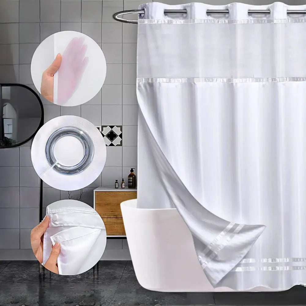 Hookless Shower Curtain with Snap-On Liner | HYC Design & Hotel Supply