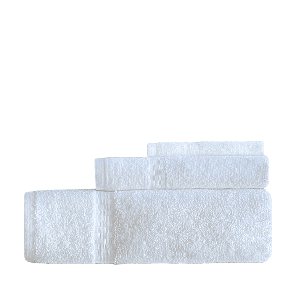 Elegant and absorbent towels with a quick-dry feature, crafted for hotels, Airbnbs, and guesthouses, combining luxury and practicality. 3 towels in a white background