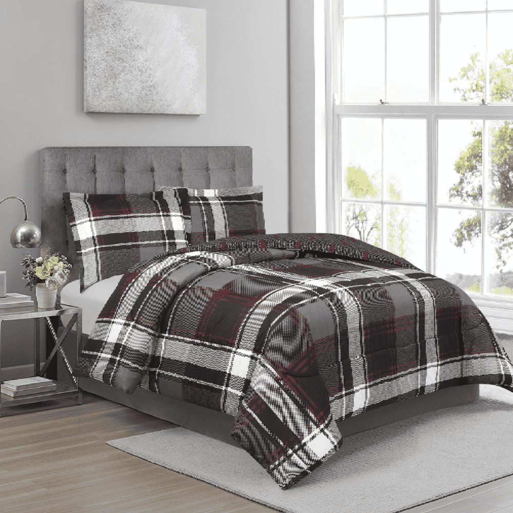 Liam Plaid 3 Pc Microfiber Comforter Set