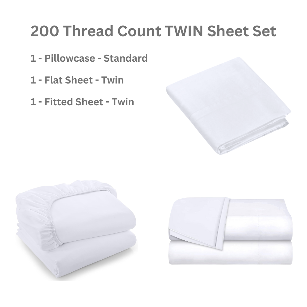 Essentials 200 Thread Count Sheet Sets (Multiple Sizes) - detailed description.
