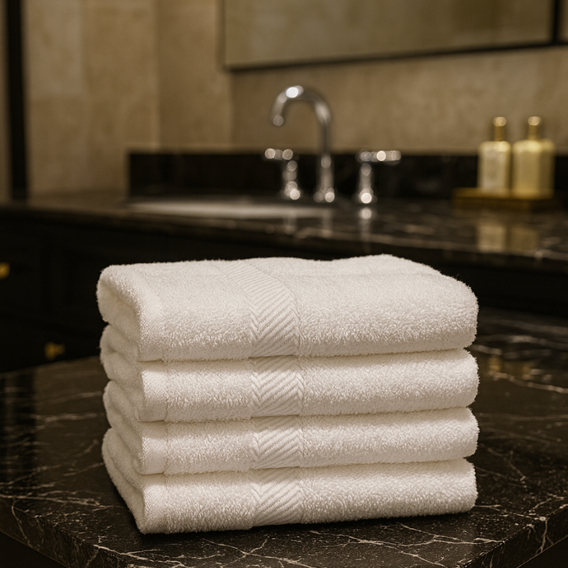 Luxury 16x27 Turkish cotton hand towel, soft, quick-drying, and durable, perfect for high-end Airbnbs and hospitality use.