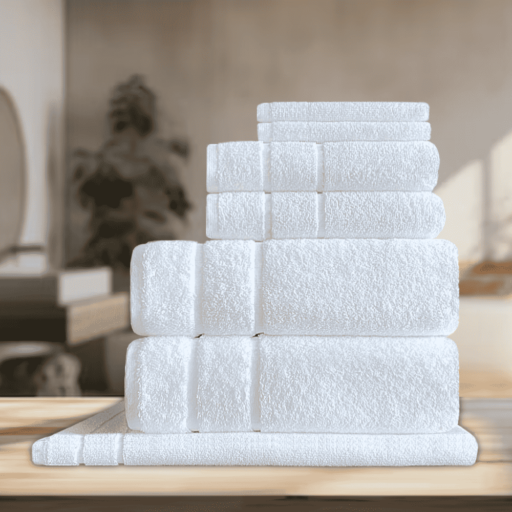 Elegant and durable towels crafted for premium guest experiences; wholesale options available for bed-and-breakfast owners and hospitality businesses. FP SERIES Towel Set - Premium