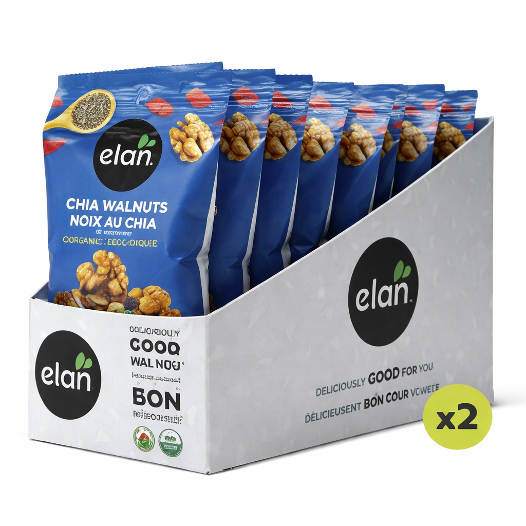 Chia walnuts snack size pack, healthy nut mix for on the go snacking and retail use