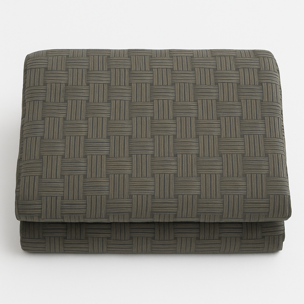 folded duvet cover with textured woven design