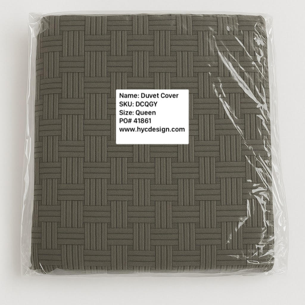 packaged duvet cover with textured woven design