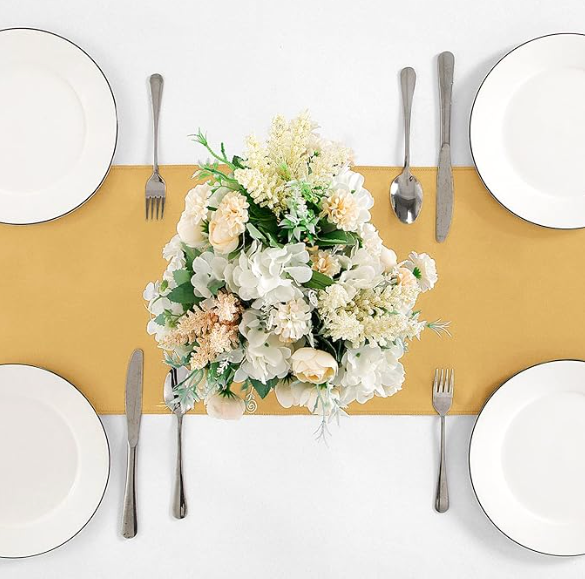 Elegant Satin Table Runners (12x108) / Gold.