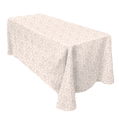 8ft Rectangle Tablecloth, Ivory / Victorian Jacquard.
