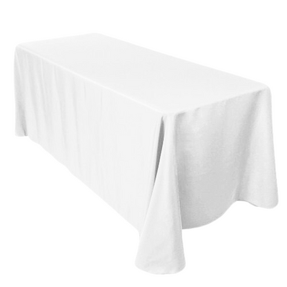 8ft Rectangle Tablecloth, White / Spun Polyester.
