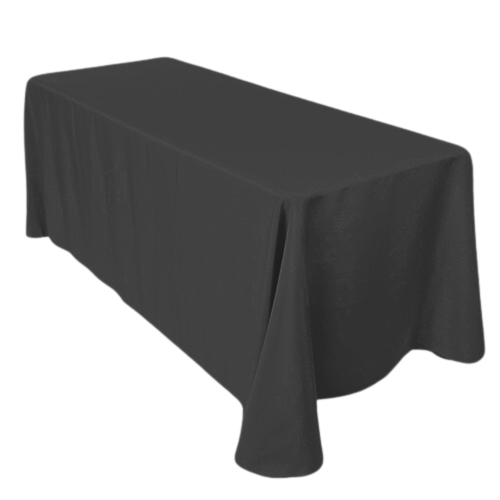 8ft Rectangle Tablecloth, Black/ Spun Polyester.