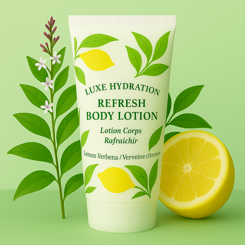30ml lemon verbena body lotion for hospitality use. Smooth hydration for hotel, Airbnb, and travel-size guest kits.
