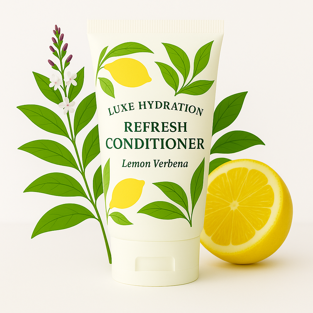 Hotel-size 30ml lemon verbena conditioner for guest use. Great for Airbnb bathrooms, boutique hotels, and travel sets