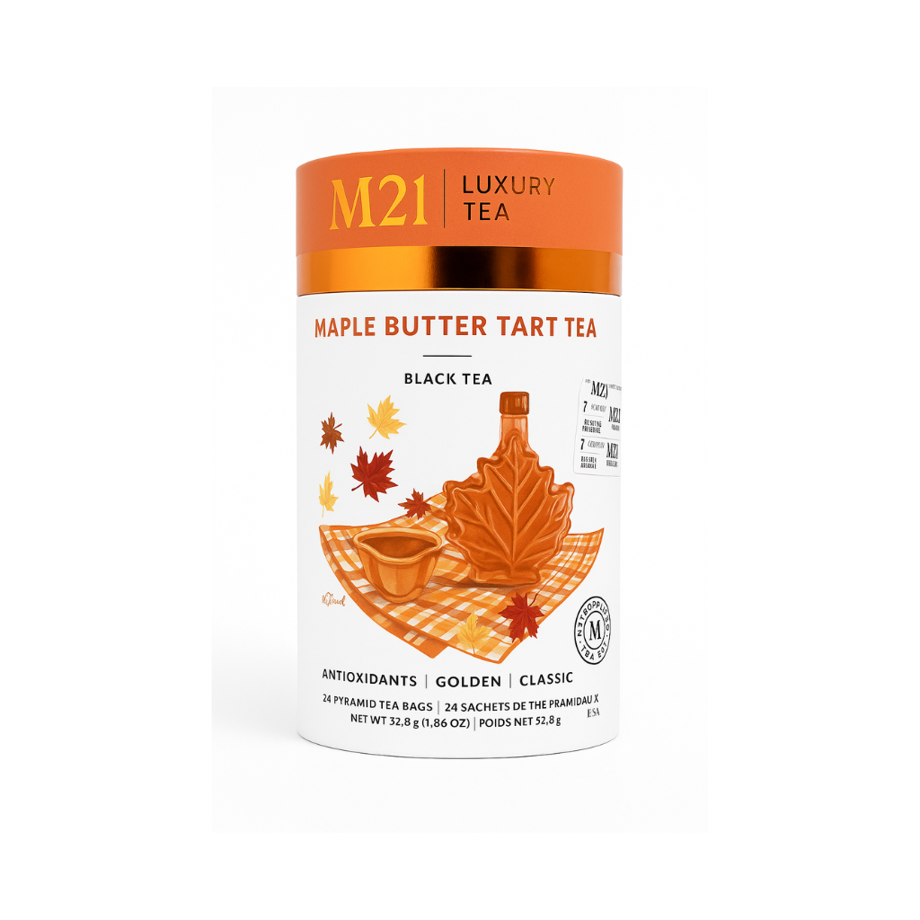 Sweet maple butter tart tea inspired by a Canadian classic. Dessert-like, caffeine-free, and perfect for gifting.