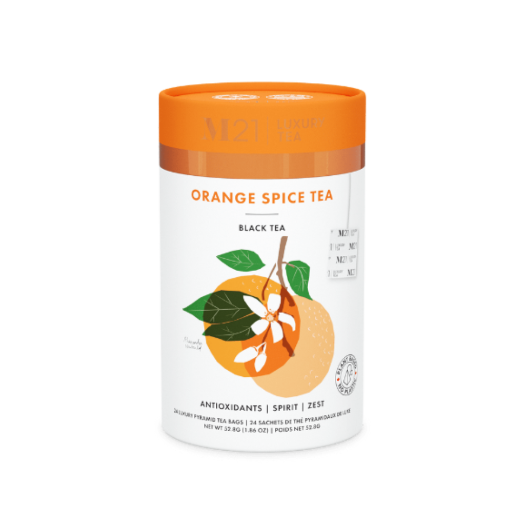 Warm orange spice tea with citrus and clove. A comforting blend for cozy mornings, gifting, or winter nights.
