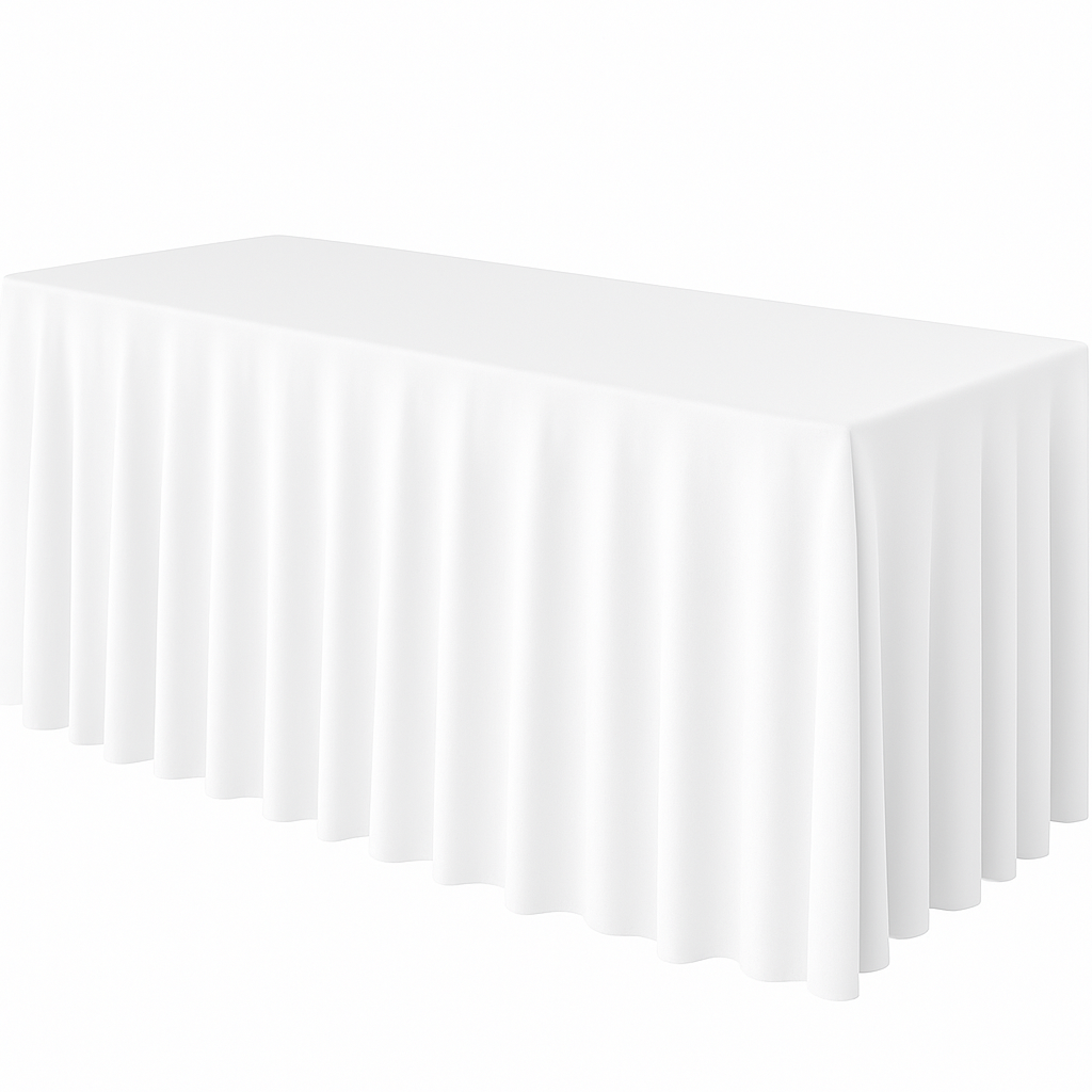Wrinkle-Resistant Polyester Table Skirt - 6-8 ft, Black or White, for Hotel Banquets & Events