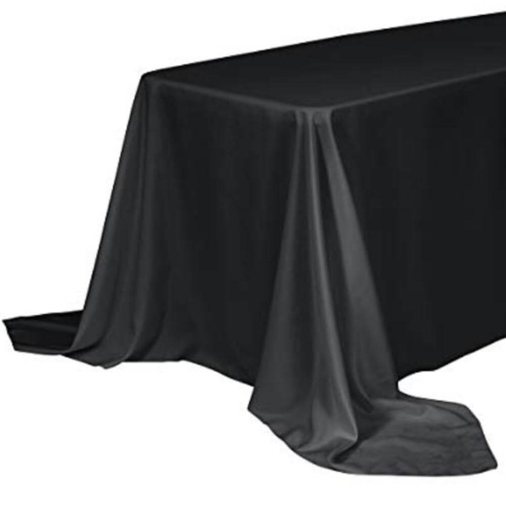 Luxury Satin Spun Polyester Black Tablecloth
