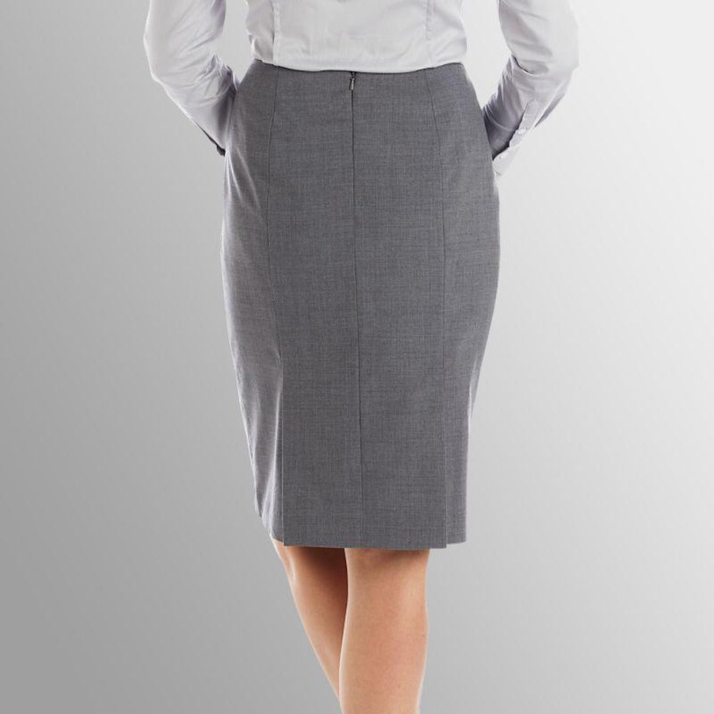 Back view 24" Charcoal Grey Skirt w/ Back Kick Pleats--
