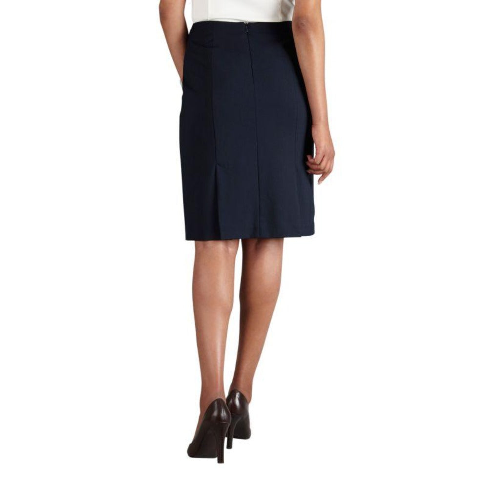 Back view 24" Navy Skirt w/ Back Kick Pleats--