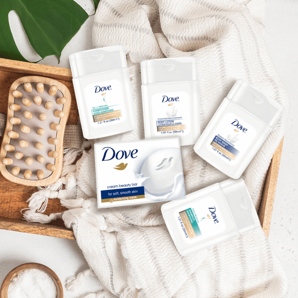 Dove Pro Kit featuring soap and essential amenities for personal care routine