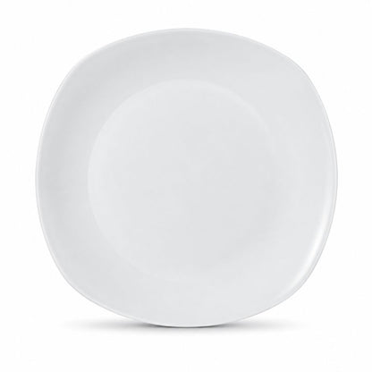 White porcelain rounded-square dinner plate with a smooth glazed finish for main courses and everyday dining.