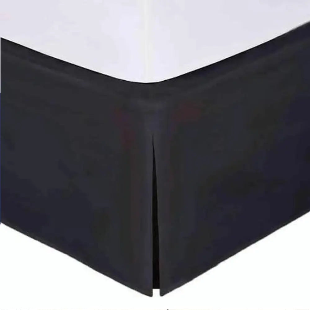 Bed Skirt with Half Pleat - Black Twin-size waterproof bed hugger with hypoallergenic and lightweight materials, crafted for fundamental comfort in budget-friendly hotels