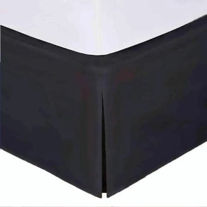 Bed Skirt with Half Pleat - Black Twin-size waterproof bed hugger with hypoallergenic and lightweight materials, crafted for fundamental comfort in budget-friendly hotels