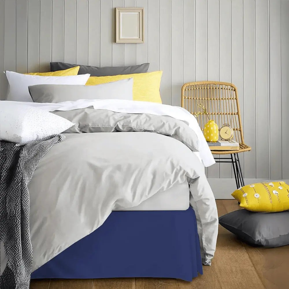 Blue Bed Skirt Eco-friendly king-size bed hugger with waterproof and anti-allergy construction, designed for lightweight warmth in high-end hotel chains