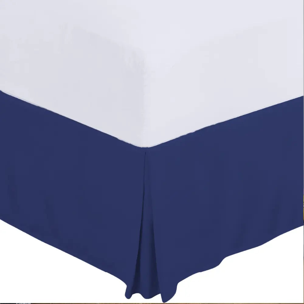 Blue bed skirt Affordable standard bed skirt on sale, crafted with lightweight hypoallergenic materials and decorative multi-colored designs for hotels