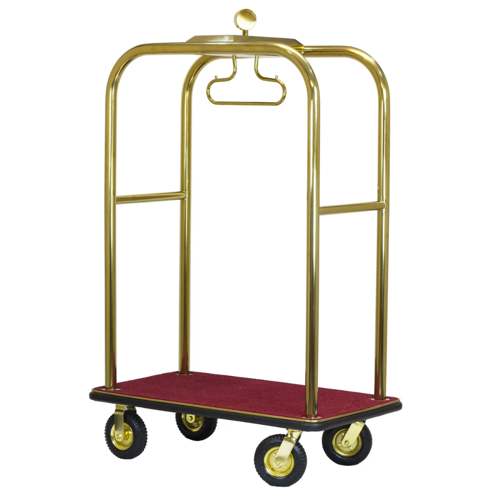 Luxury Curved Hotel Bellman Cart Modern Anti-Finger Print - Sliver