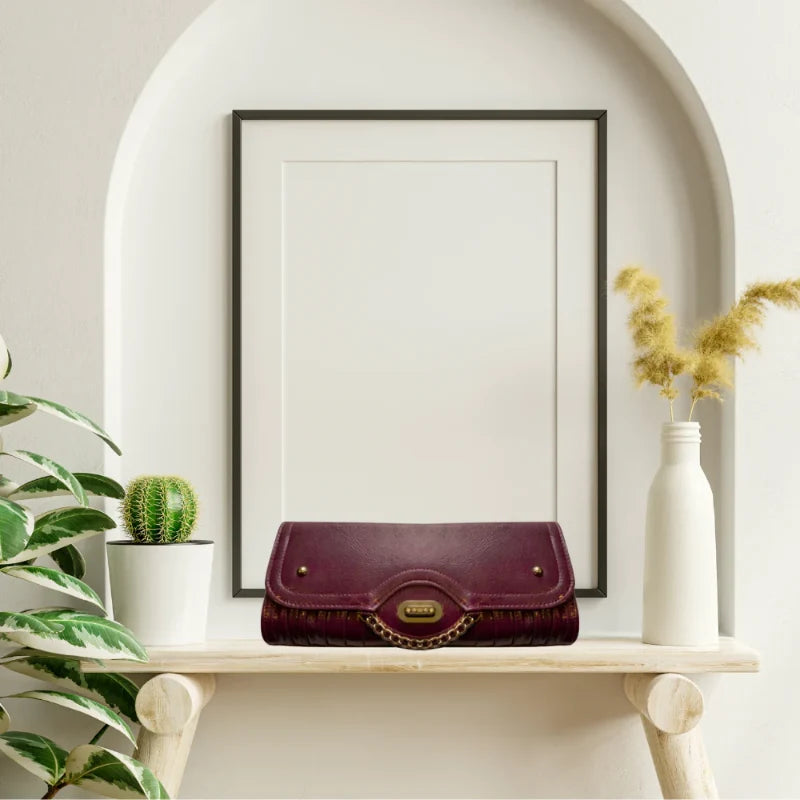 Faux Leather Clutch- Purple (different view)