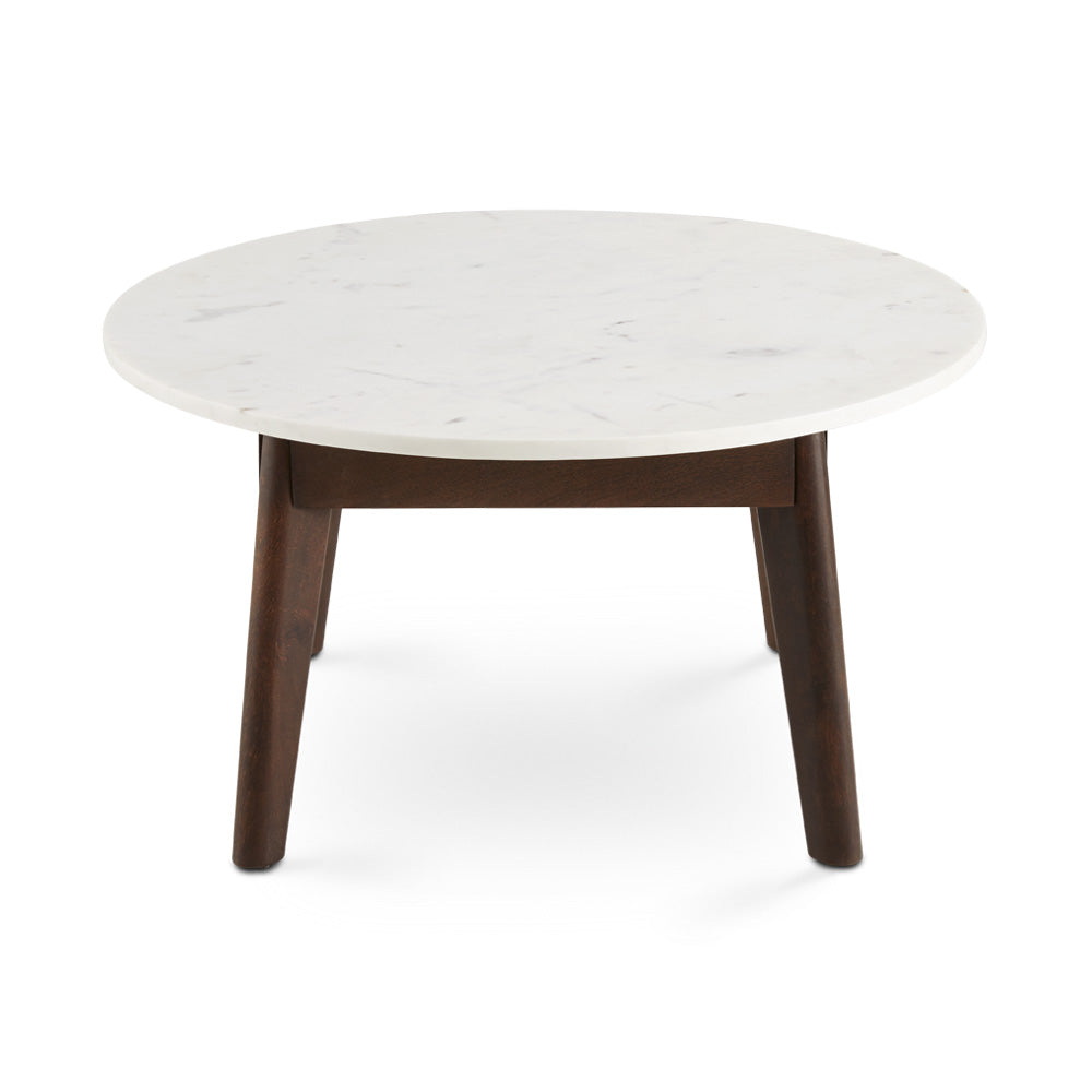 The Erin Coffee Table: a harmony of opulence and strength. Its marble top showcases exquisite veining, while solid wood legs ensure lasting beauty and functionality in your home