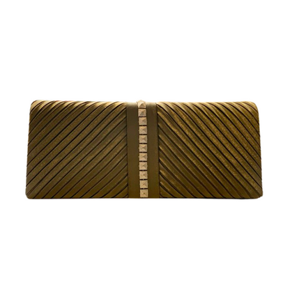Satin Pleated Clutch- Gold (different view)