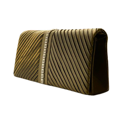Satin Pleated Clutch- Gold