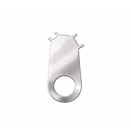 Compact stainless steel release key designed for opening and servicing compatible locking bathroom dispenser brackets.