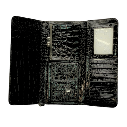 Black leather Clutch- black strap (inside view)