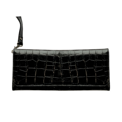 Black leather Clutch- black strap