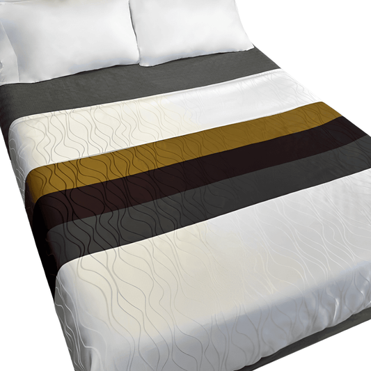 Three Colored Gold Maroon and Grey Wave Decorative Top Sheet
