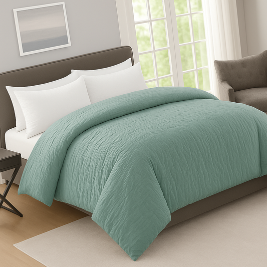 3Pc Crinkle Prewashed Duvet Cover Set