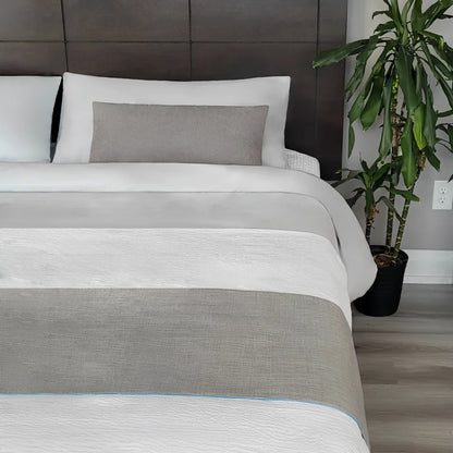 Grey Bed Scarf - Premium patterned bed scarf offering anti-bacterial properties and essential style, ideal for upscale Airbnb and boutique hotels